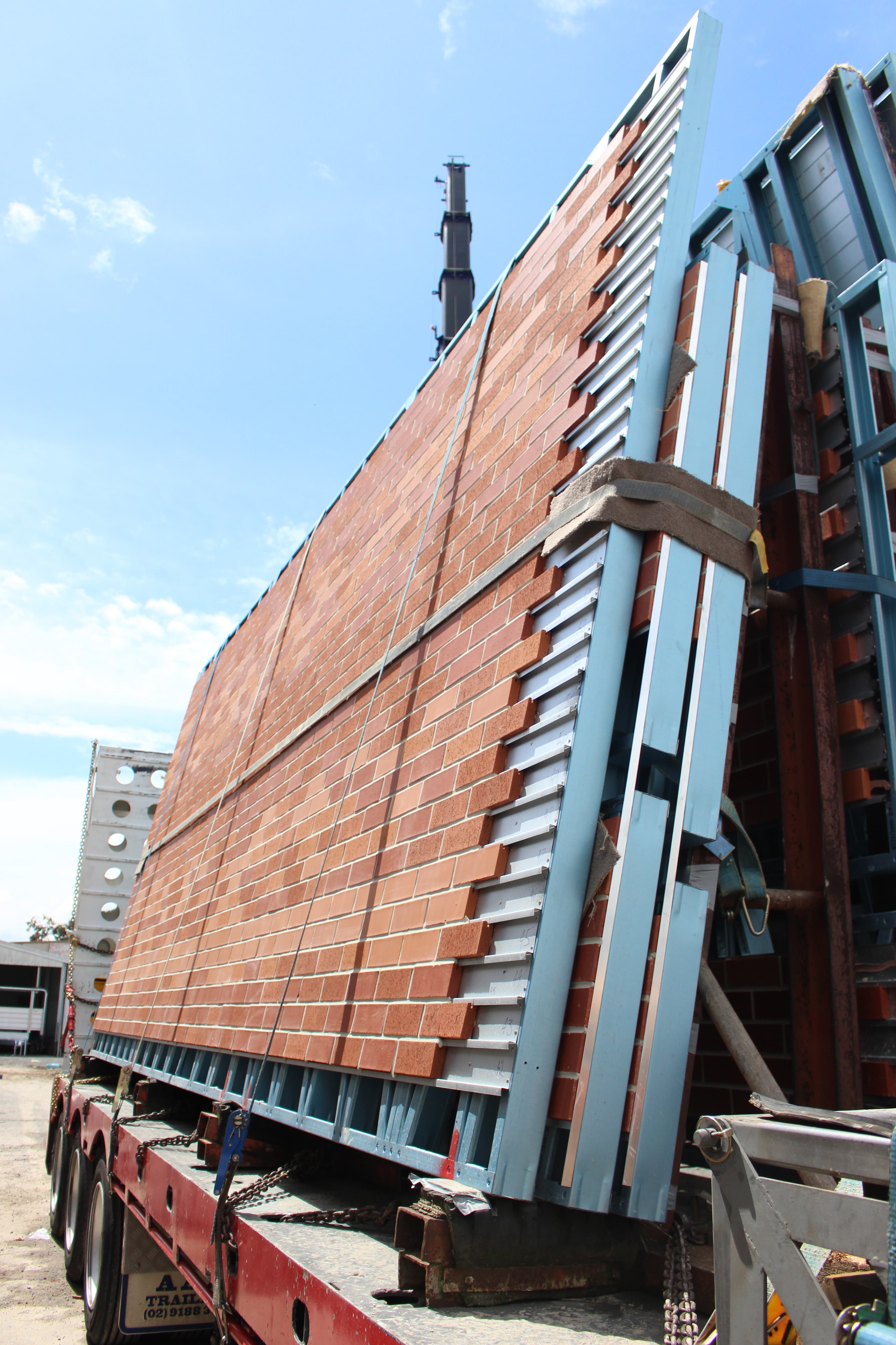 Large Nexbrick panels being lifted into position