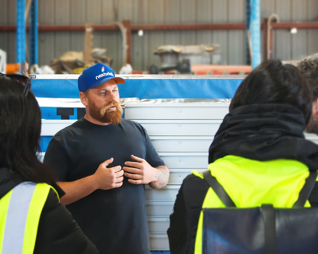 Nexbrick team walking architects through the system on site