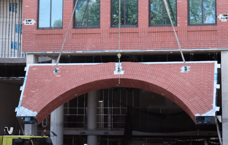 Nexbrick™ mechanically fixed brick facade system, dual-engagement ZINCALUME steel rail detail